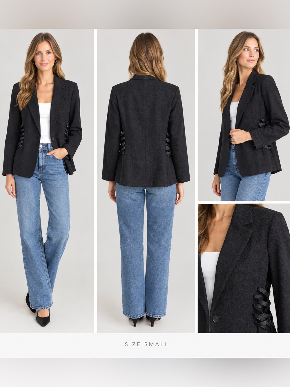 Bailey 44 Black Women's Single-Button Blazer with Side Tie Detail